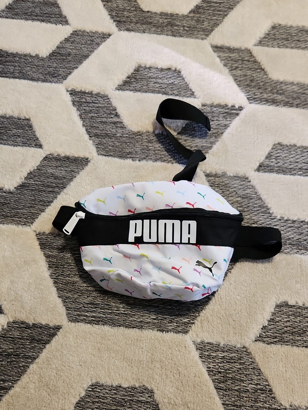 Puma White Belt Bag with Multicolor Puma Motifs